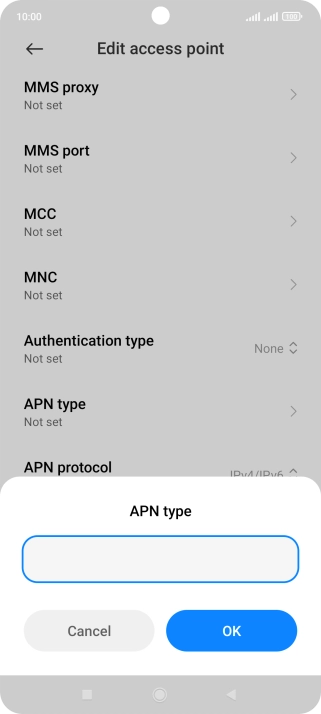 Key in default and press OK.