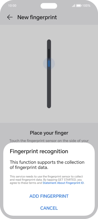 Press ADD FINGERPRINT.