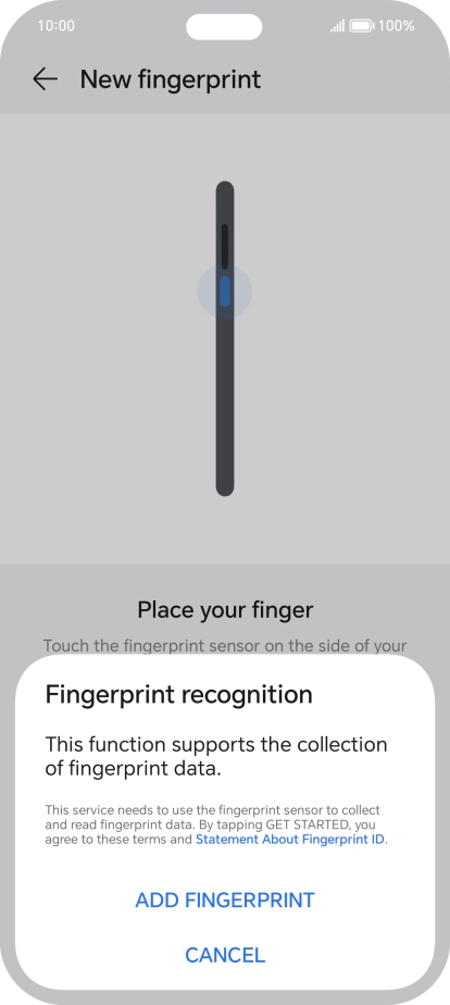 Press ADD FINGERPRINT.