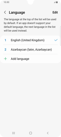 To subsequently select another language as the default language, press the required language.