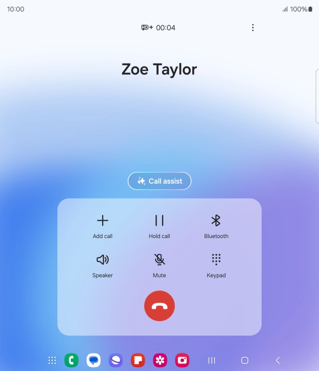 Press the end call icon.