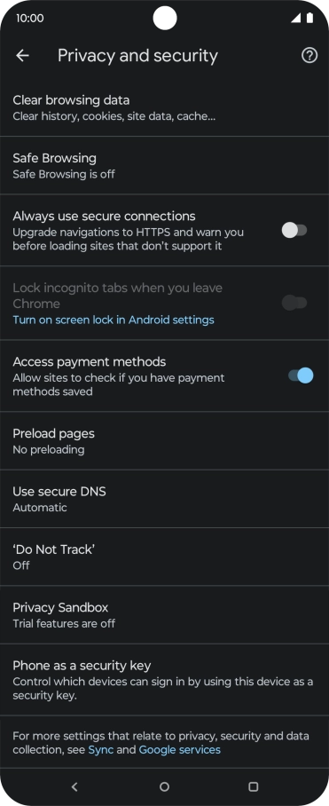 Press Clear browsing data.