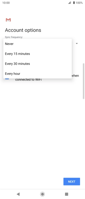 Press the required setting.