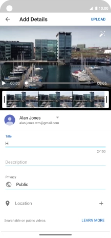 Key in the required text and press the upload icon.