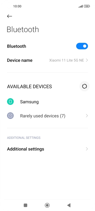 Press the required Bluetooth device and follow the instructions on the screen to pair the device with your phone.