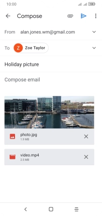 Press the text input field and write the text for your email message.
