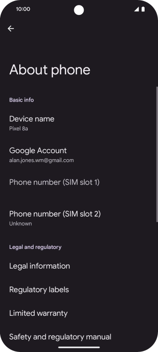 Press About phone.