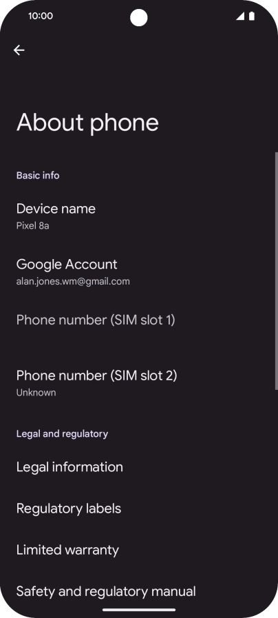 Press About phone.