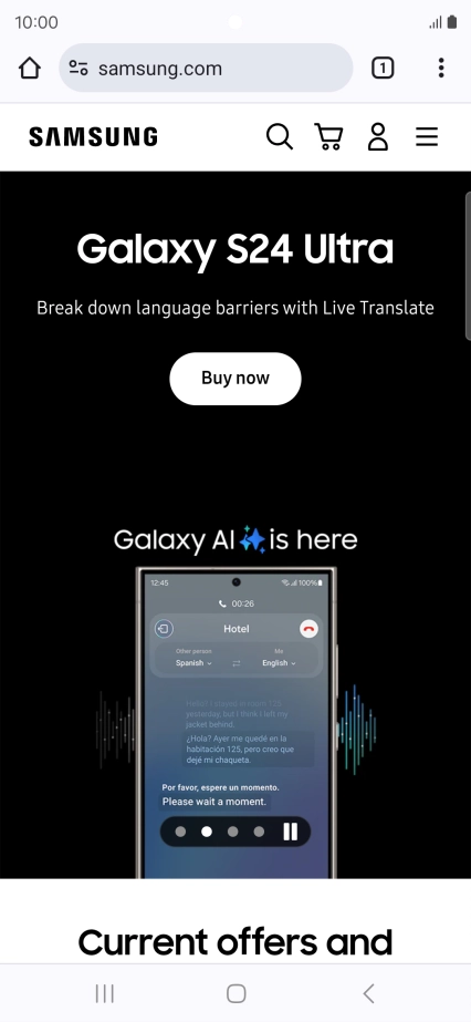 Press the menu icon.