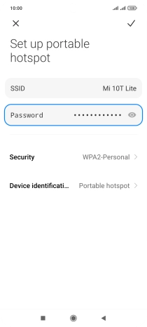 Press SSID and key in the required name for the Wi-Fi hotspot.