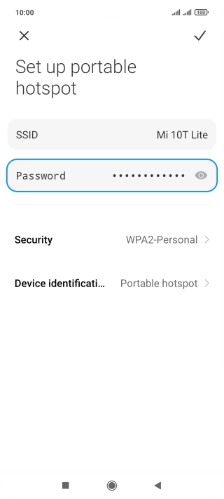 Press SSID and key in the required name for the Wi-Fi hotspot.