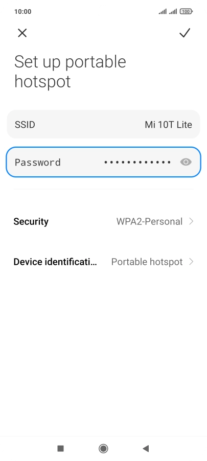 Press SSID and key in the required name for the Wi-Fi hotspot.