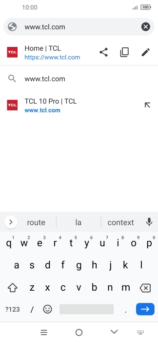 Key in the address of the required web page and press arrow right.