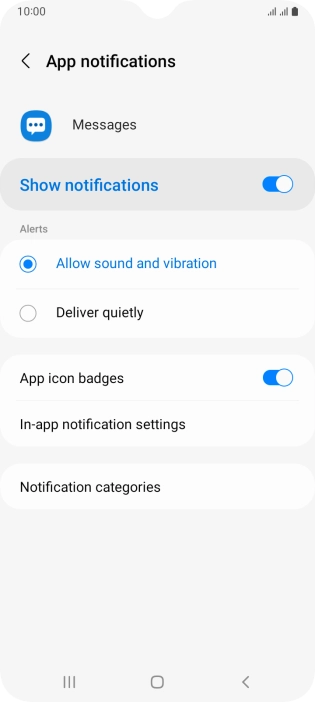 Press Notification categories.