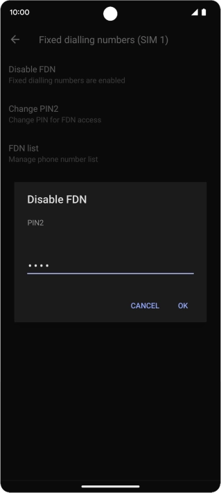 Key in your PIN2 and press OK. The default PIN2 is 1111.