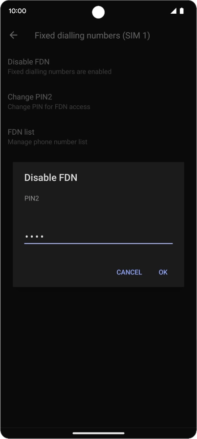 Key in your PIN2 and press OK. The default PIN2 is 1111.