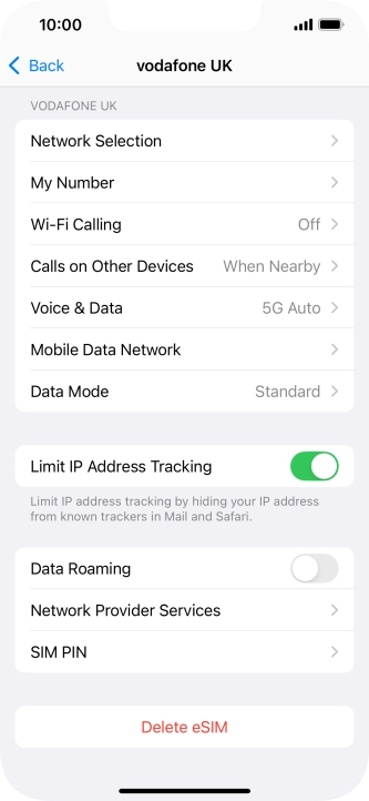Press Delete eSIM and follow the instructions on the screen to delete your eSIM.