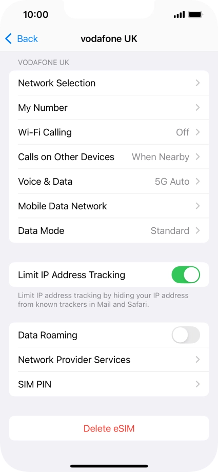 Press Delete eSIM and follow the instructions on the screen to delete your eSIM.