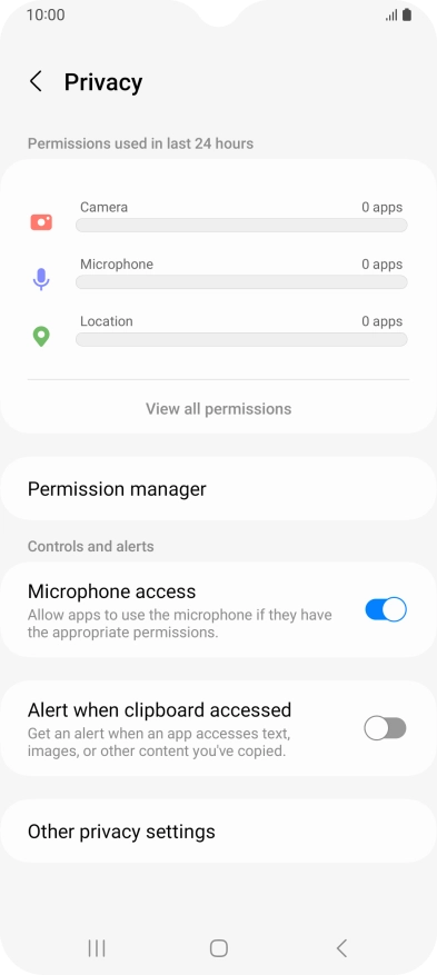 Press Permission manager.