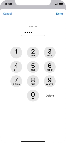 Key in a new four-digit PIN and press Done.