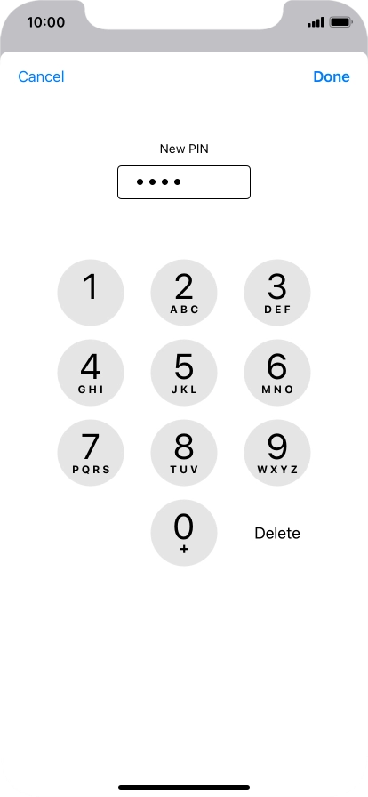 Key in a new four-digit PIN and press Done.