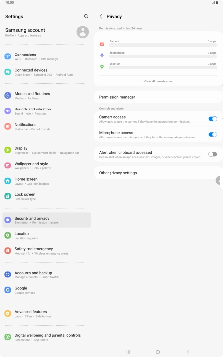 Press Permission manager.