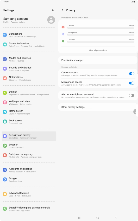 Press Permission manager.