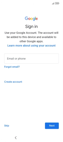 Press Email or phone and key in the username for your Google account.