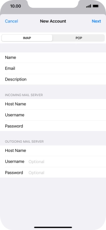 Press Username and key in the username for your email account.