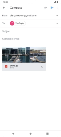 Press Subject and key in the subject of your email message.