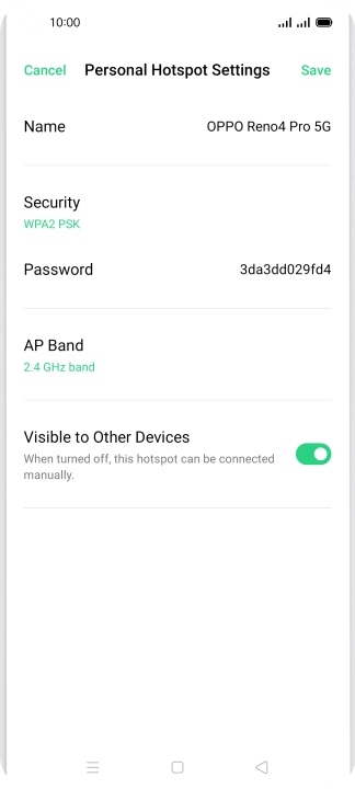 Press Name and key in the required name for the Wi-Fi hotspot.