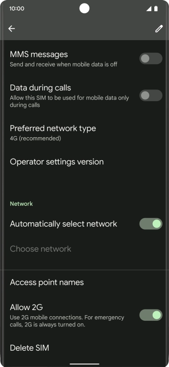 Press Delete SIM and follow the instructions on the screen to delete your eSIM.