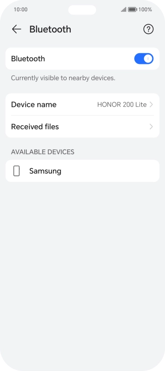 Press the required Bluetooth device and follow the instructions on the screen to pair the device with your phone.
