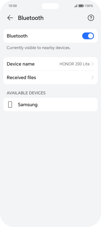 Press the required Bluetooth device and follow the instructions on the screen to pair the device with your phone.