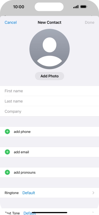 Press First name and key in the first name.