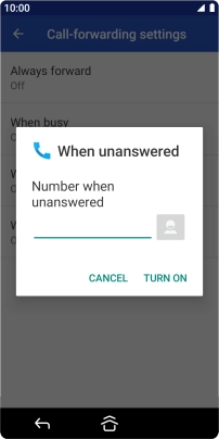 Key in +447836121121 and press TURN ON.