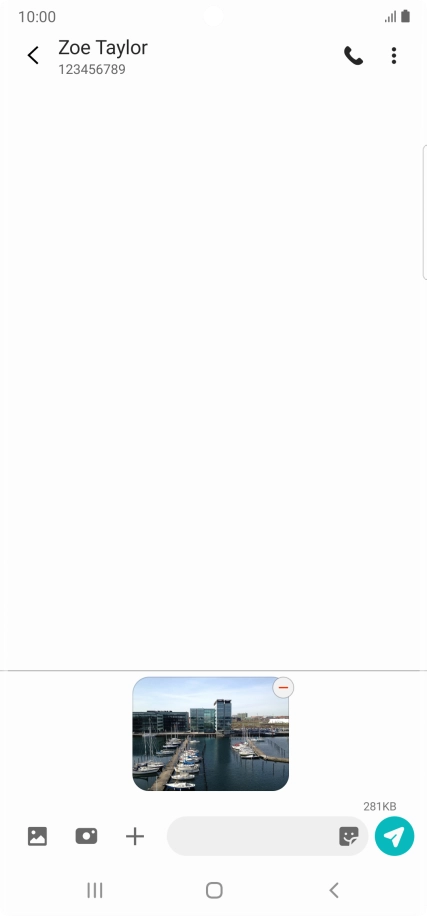 Press the text input field and write the text for your picture message.