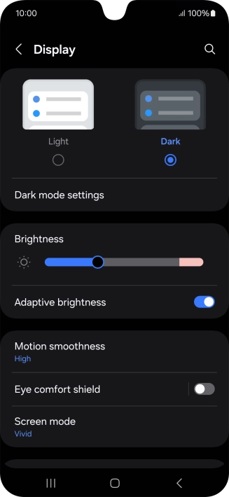 Press Dark mode settings.