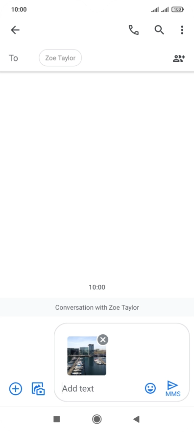 Press the text input field and write the text for your picture message.
