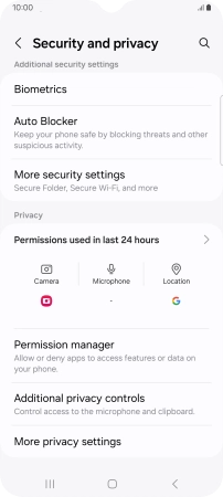Press Permission manager.