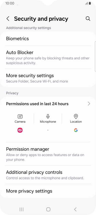 Press Permission manager.