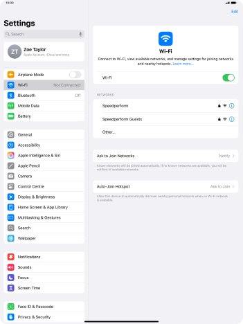 Press the required Wi-Fi network and key in the password for the Wi-Fi network.