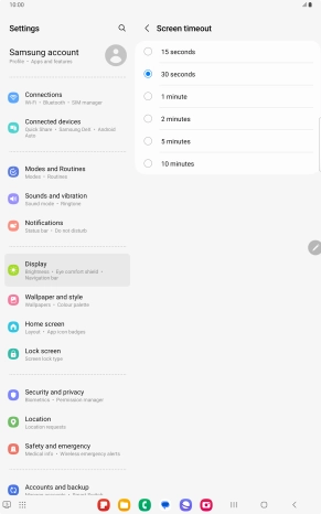 Press the required setting.