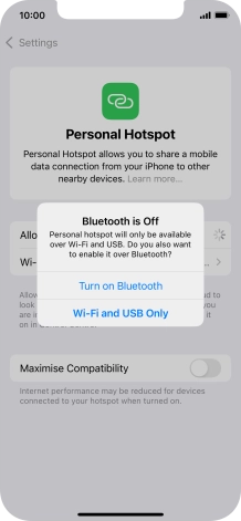 If Wi-Fi is turned on, press Wi-Fi and USB Only.