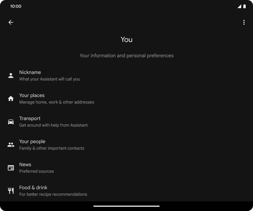 Press Nickname and follow the instructions on the screen to select phone owner settings.