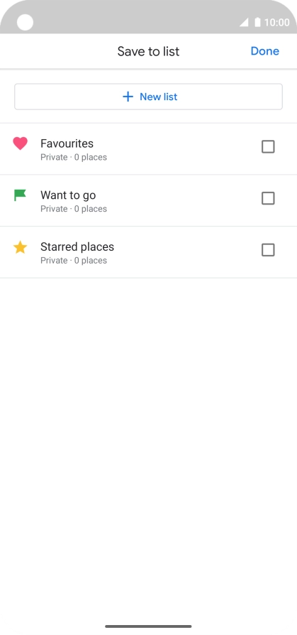 If you select New list, follow the instructions on the screen to create a new list.