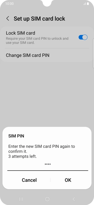 Key in the new PIN again and press OK.