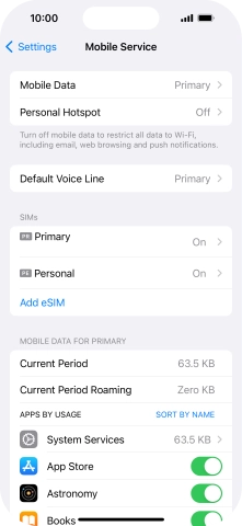 Press Mobile Data.