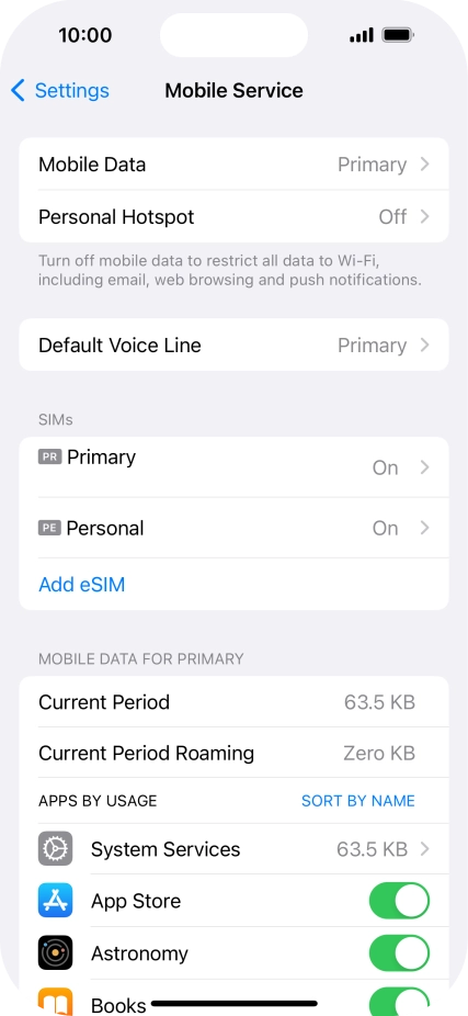 Press Mobile Data.