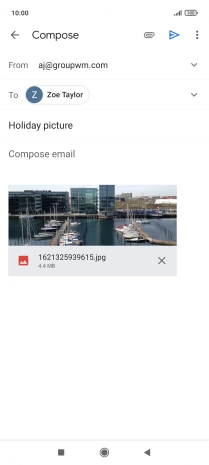 Press the text input field and write the text for your email message.